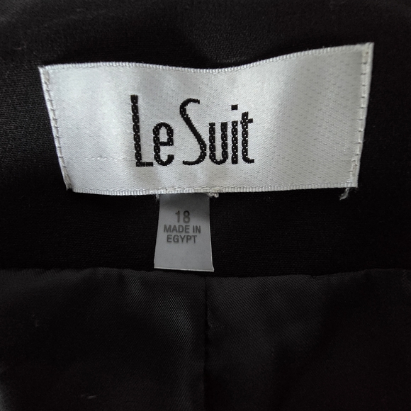 Le Suit Black Long Blazer Collarless Jacket Structured Career Minimalist Open 18 - Picture 15 of 16